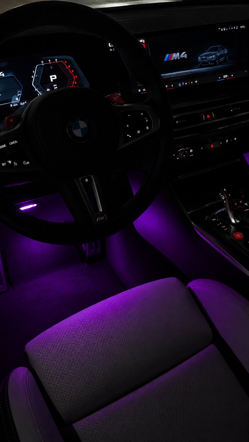 El suelo, iluminado como en un coche de lujo