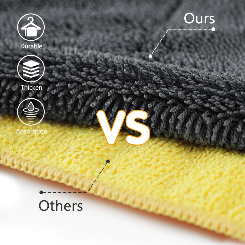 Microfiber Car Wash Towel Double-Twist Pile Car Cleaning Drying Cloth Super Absorbent Car Care Cloth Auto Detailing Waxing Towel