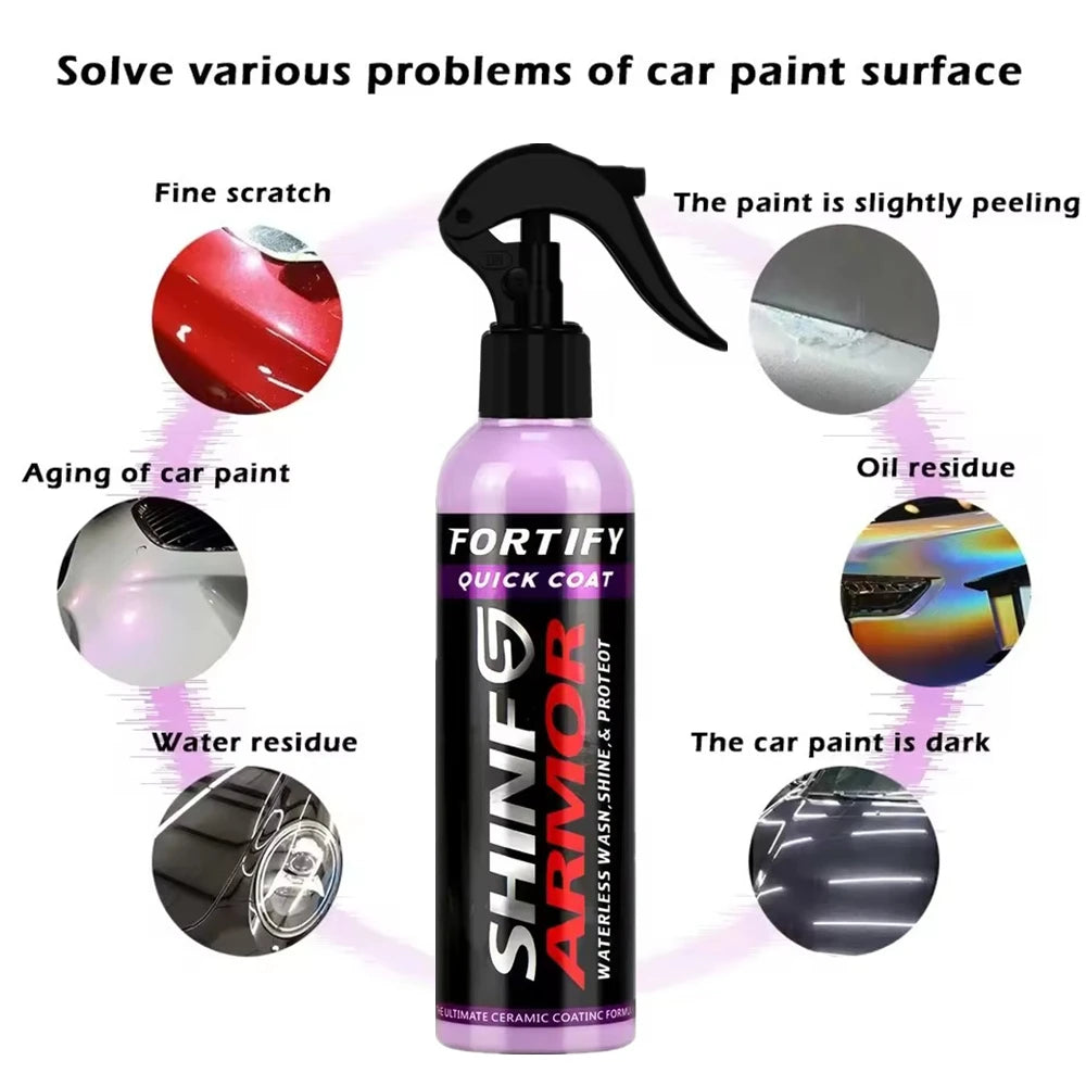 SHINE Fortify Quick Coat Ceramic Coating Car Wax Polish Spray Waterless Car Wash&Wax Hydrophobic Top Coat Polish
