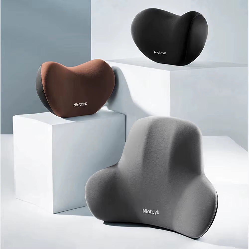Los dos cojines de viscoelastica en negro, gris y marron
