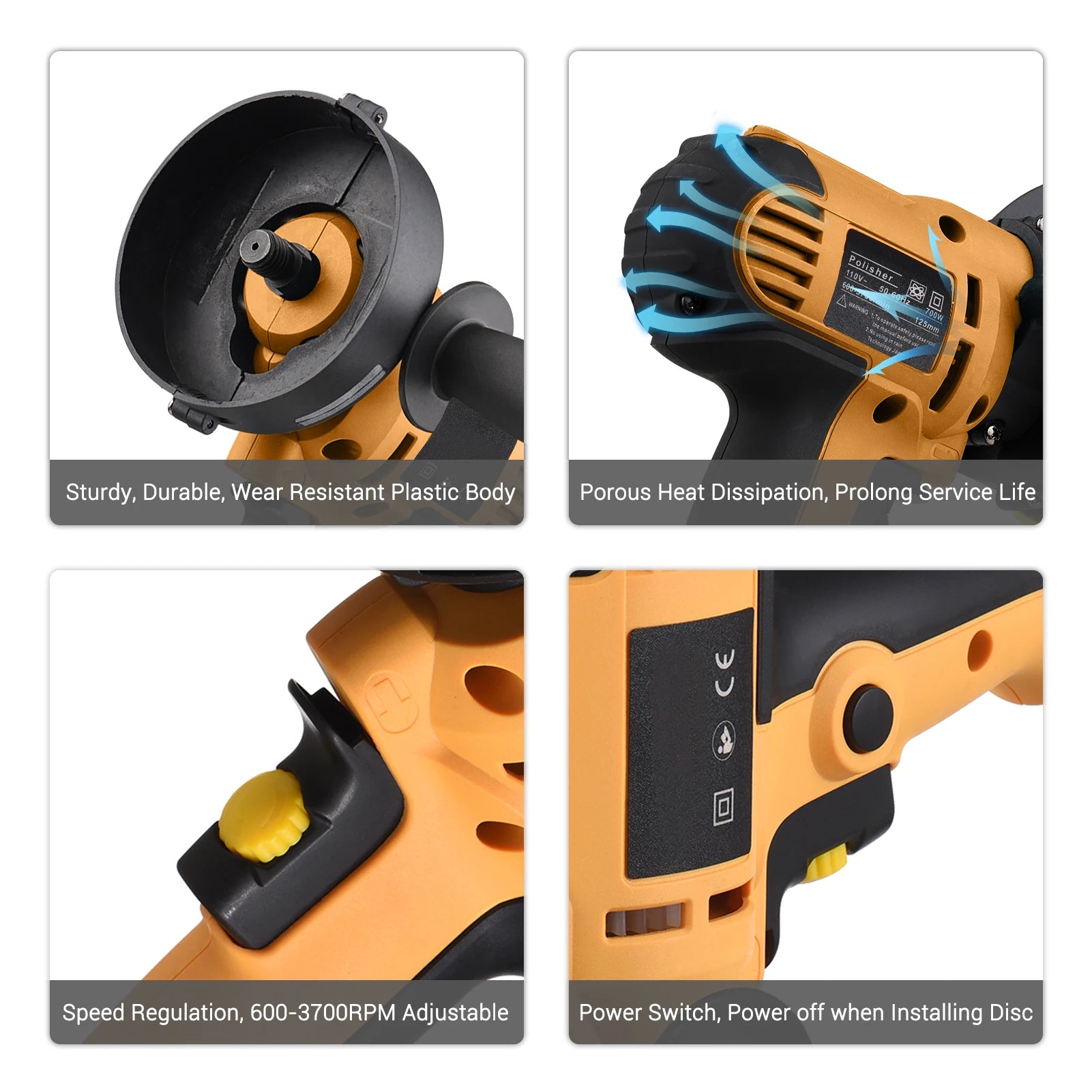 Electric Polisher 5 Inch Car Polishing Kit 700W Variable Speed Automotive Polisher Waxing Machine Auto Parts Power Tools