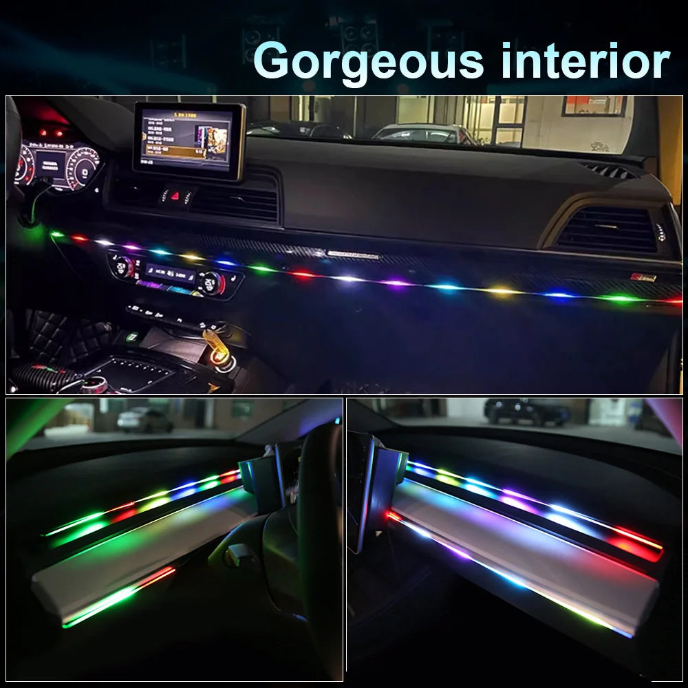 Tiras LED De Ambiente Para Interior De Coche RGB — Luces Con Control Por App Y Mando, Instalación USB