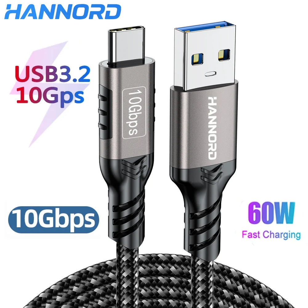 USB3.2 10Gbps USB a to USB C 3.2 Gen2 Type-C Cable Data Transfer 3A 60W QC 3.0 Fast Charging for Iphone Macbook SSD