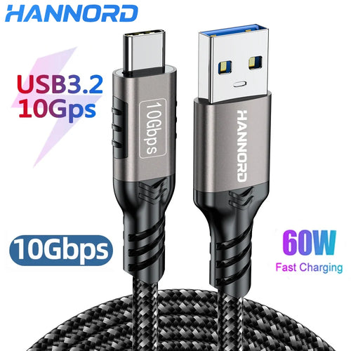 USB3.2 10Gbps USB a to USB C 3.2 Gen2 Type-C Cable Data Transfer 3A 60W QC 3.0 Fast Charging for Iphone Macbook SSD