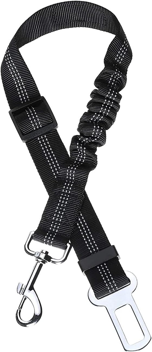 Perro Cinturón De Seguridad, Elástico Ruck Dämp Fung Y Fuerte Mosquetón, Ajustable Perros Correa Alta Seguridad Para Todas Las Razas Perros Y Gatos, Negro
