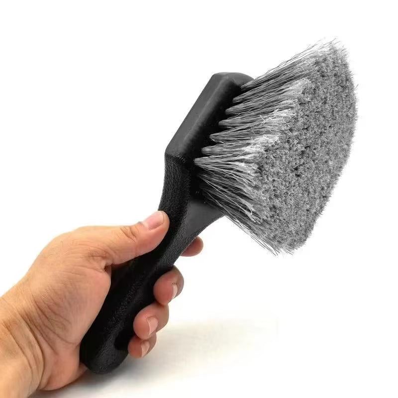 Wheel & Tire Brush for Car Rim, Short Handle Steel Wire Car Wash Brush, Cleans Tires & Releases Dirt and Road Grime
