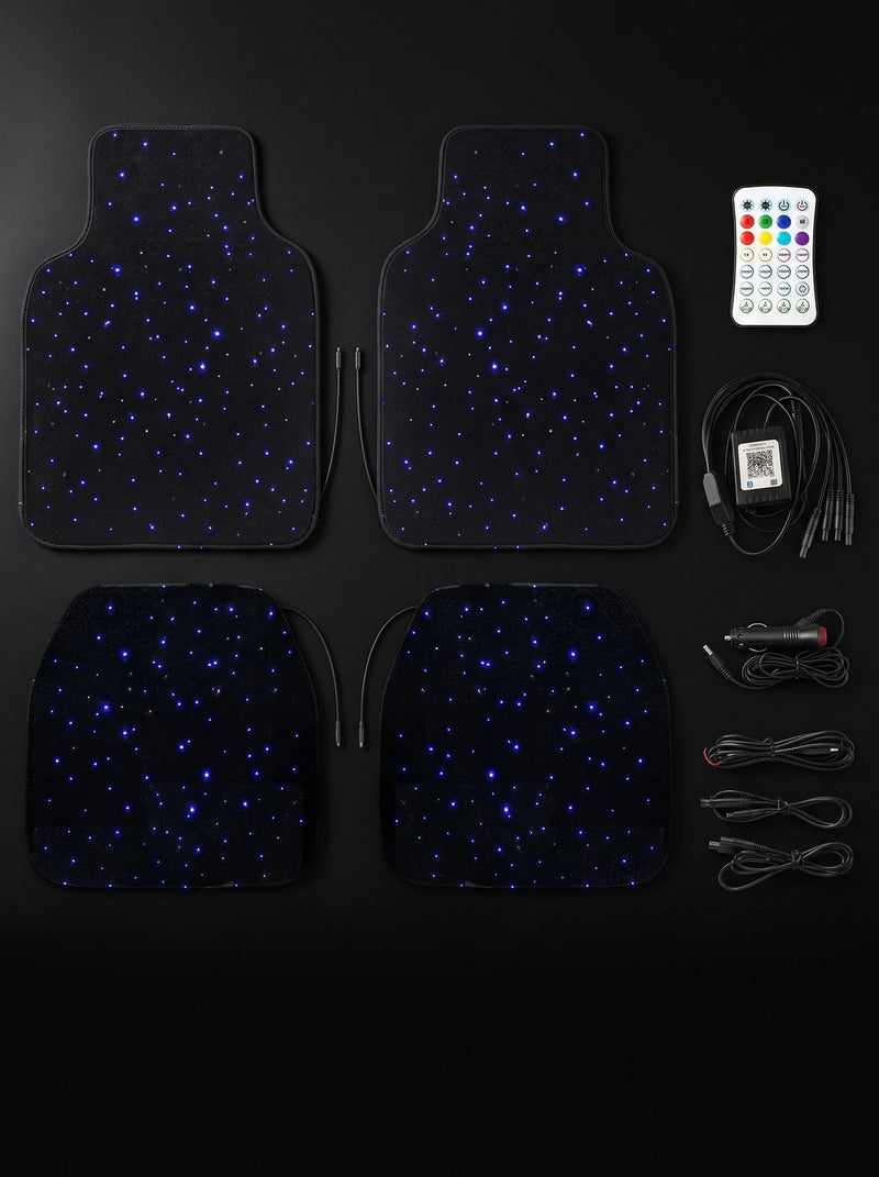 Juego de 4 alfombrillas de cielo estrellado con controlador, mando y cable de 12 V