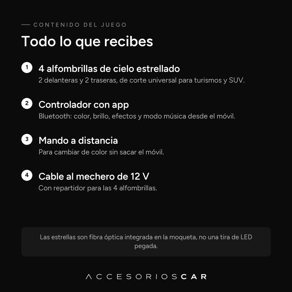 Qué incluye el juego de alfombrillas de cielo estrellado