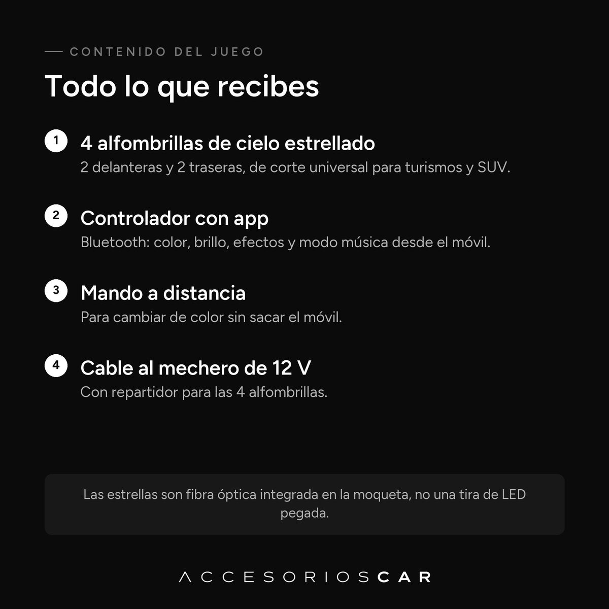 Qué incluye el juego de alfombrillas de cielo estrellado