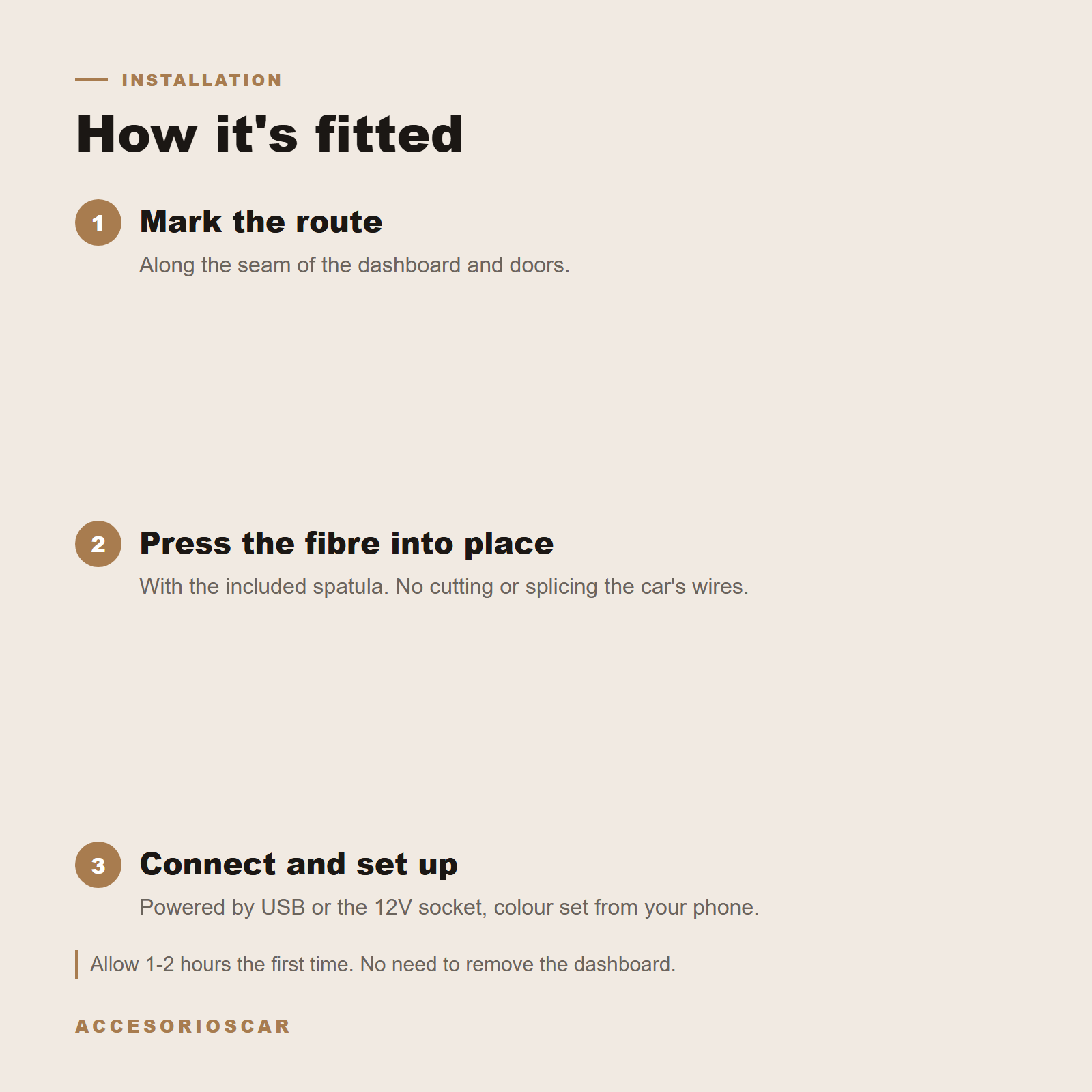 How the ambient lighting kit is fitted in 3 steps, no cutting wires