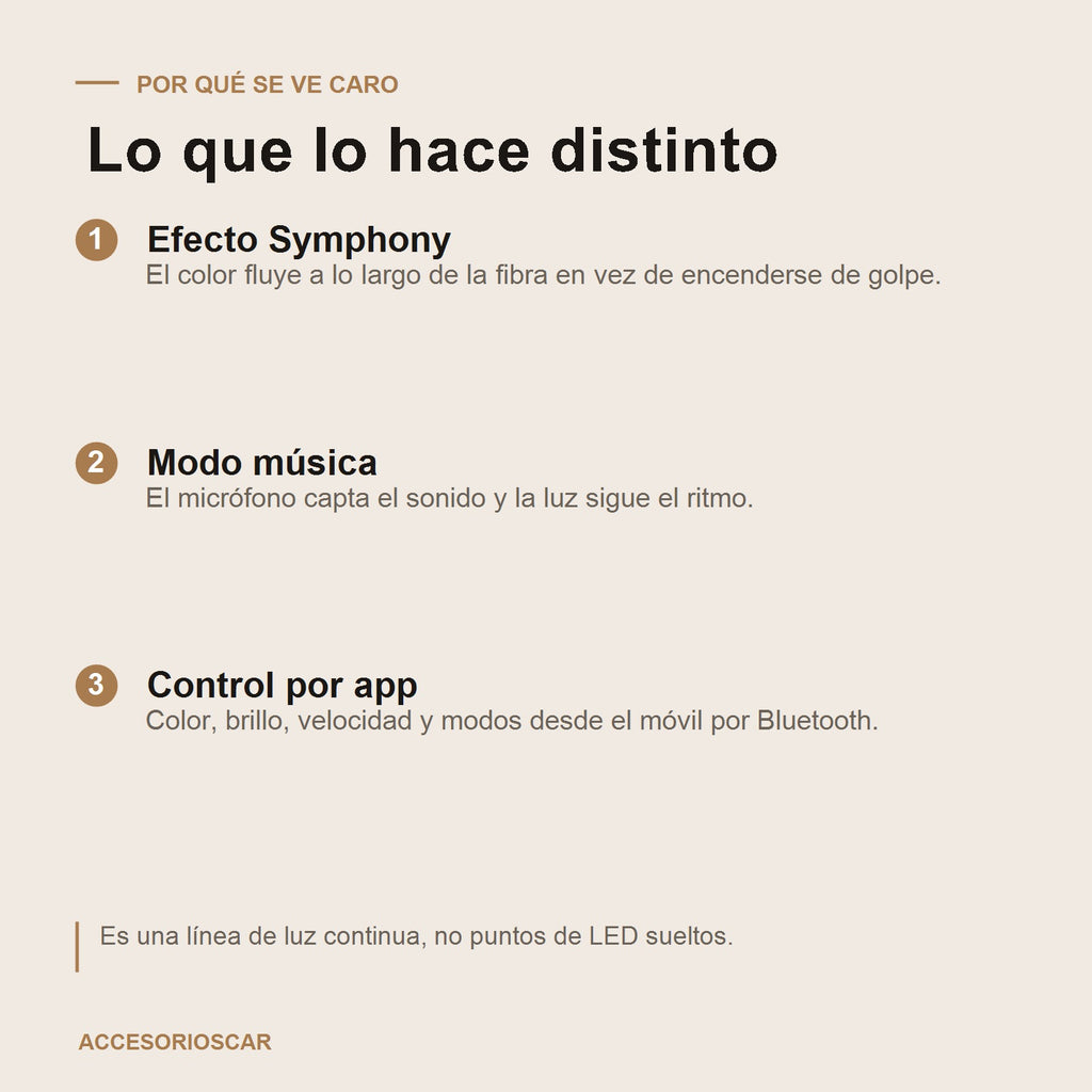 Efecto Symphony, modo musica y control por app del kit de luces de ambiente
