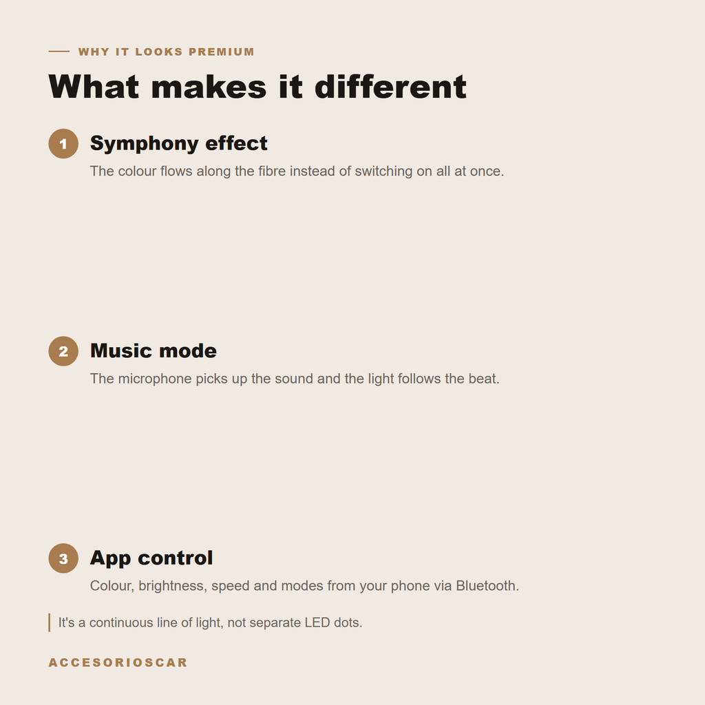 Symphony effect, music mode and app control of the ambient lighting kit