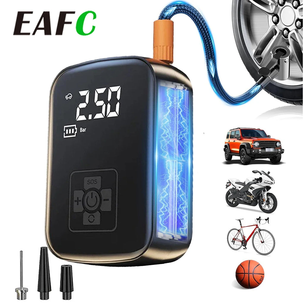EAFC 150PSI Inflador De Neumáticos Compresor De Aire Portátil Bomba De Aire Inalámbrica Neumáticos Bomba De Aire Con Luz LED Inflador Eléctrico De Bola De Neumáticos