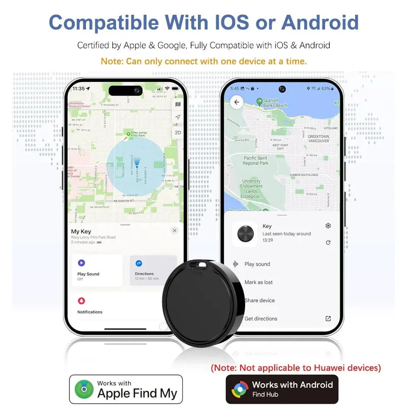 Smart Tag for Apple Find My or Google Find Hub Bluetooth Tracker Both Android IOS Compatible Location Tracker for Pets Cars