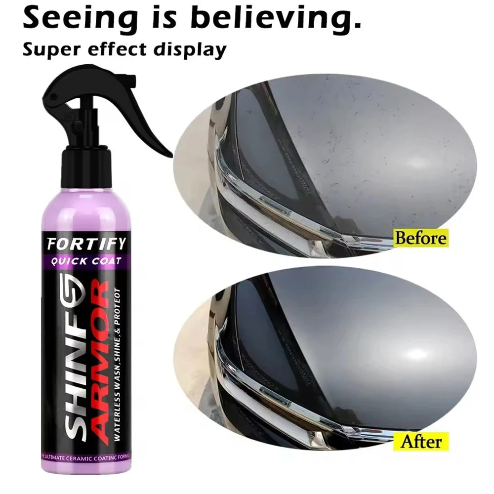 SHINE Fortify Quick Coat Ceramic Coating Car Wax Polish Spray Waterless Car Wash&Wax Hydrophobic Top Coat Polish