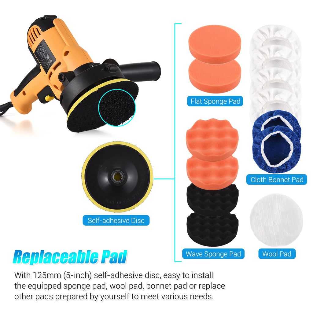 Electric Polisher 5 Inch Car Polishing Kit 700W Variable Speed Automotive Polisher Waxing Machine Auto Parts Power Tools