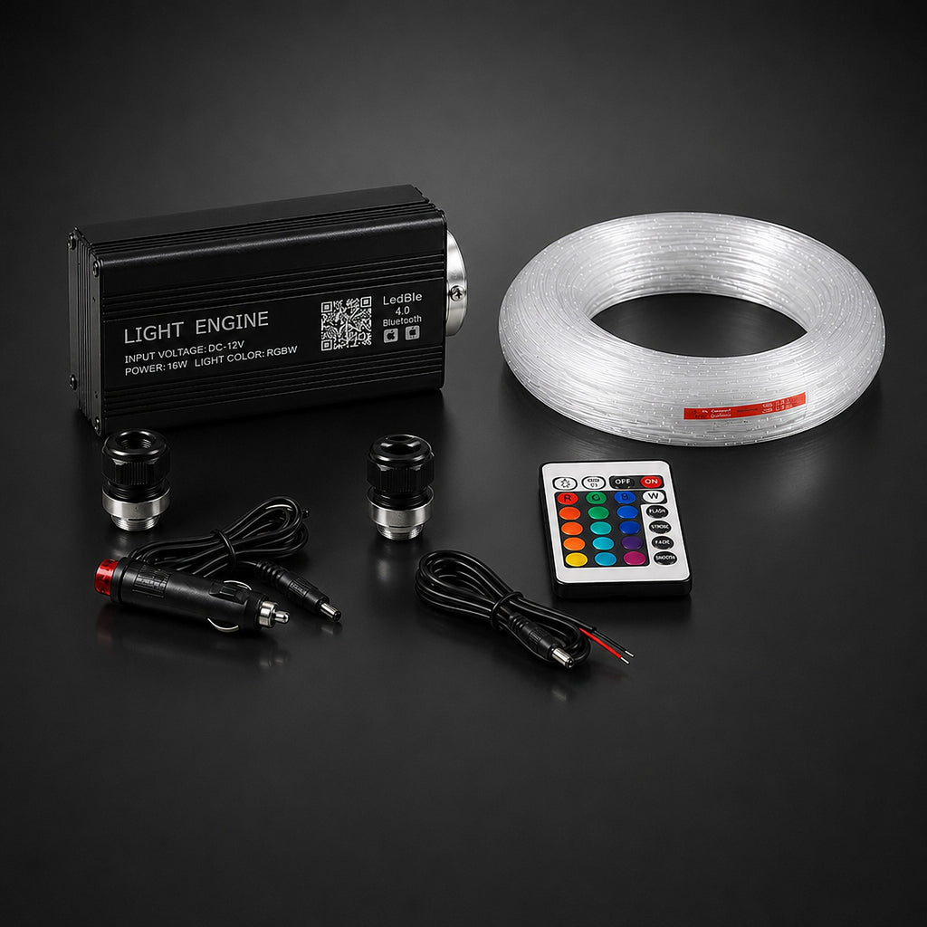 Kit de cielo estrellado para coche RGBW con caja de luz, fibra óptica y mando