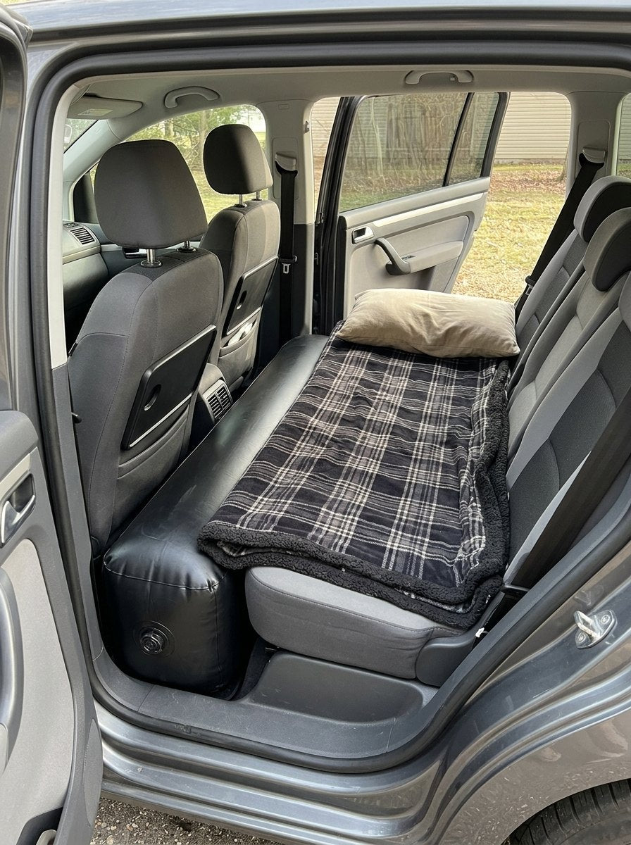 Cojín hinchable que convierte el asiento trasero en una cama