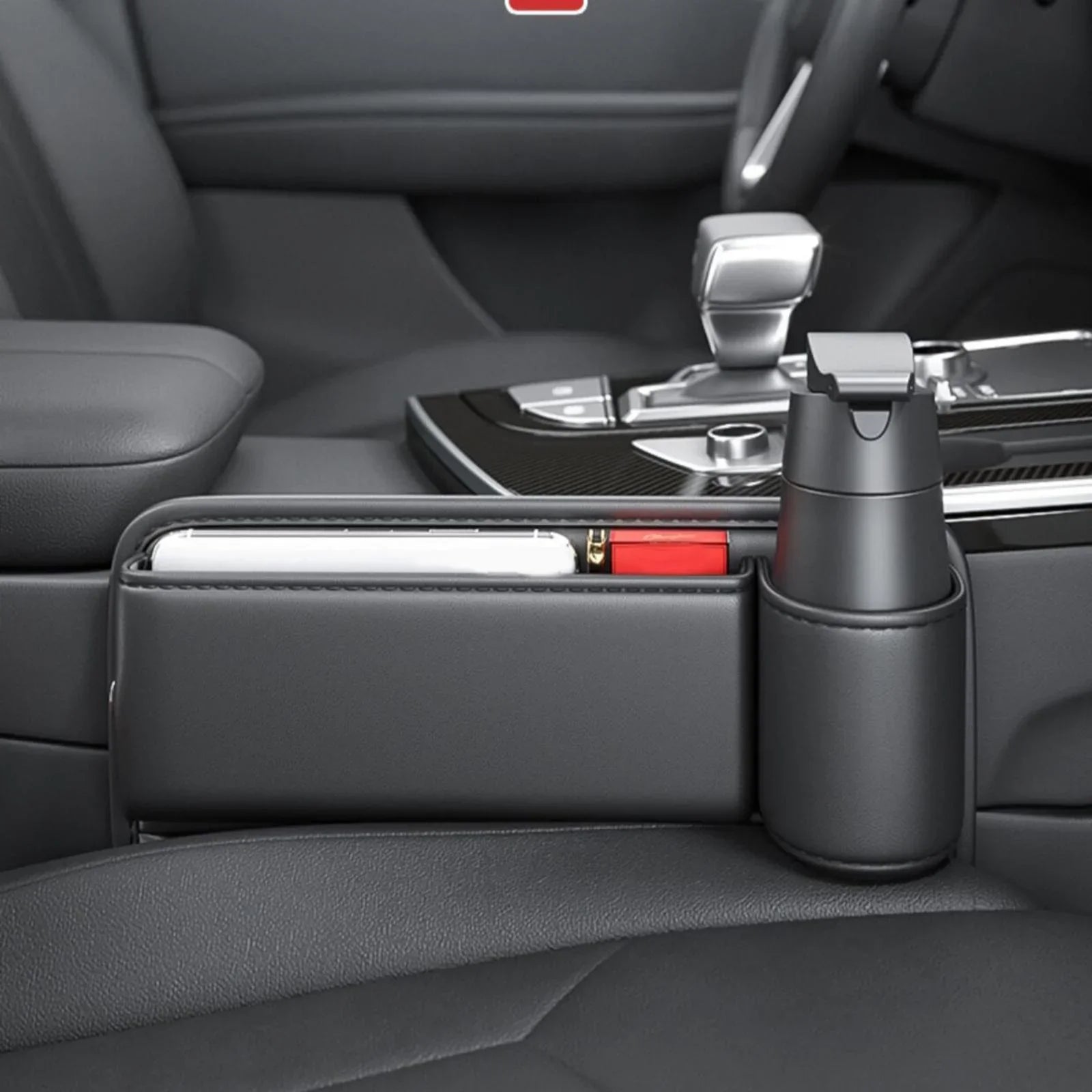 Luxora Car Seat Organizer with Cup Holder - Multifunctional Front Seat Storage Solution