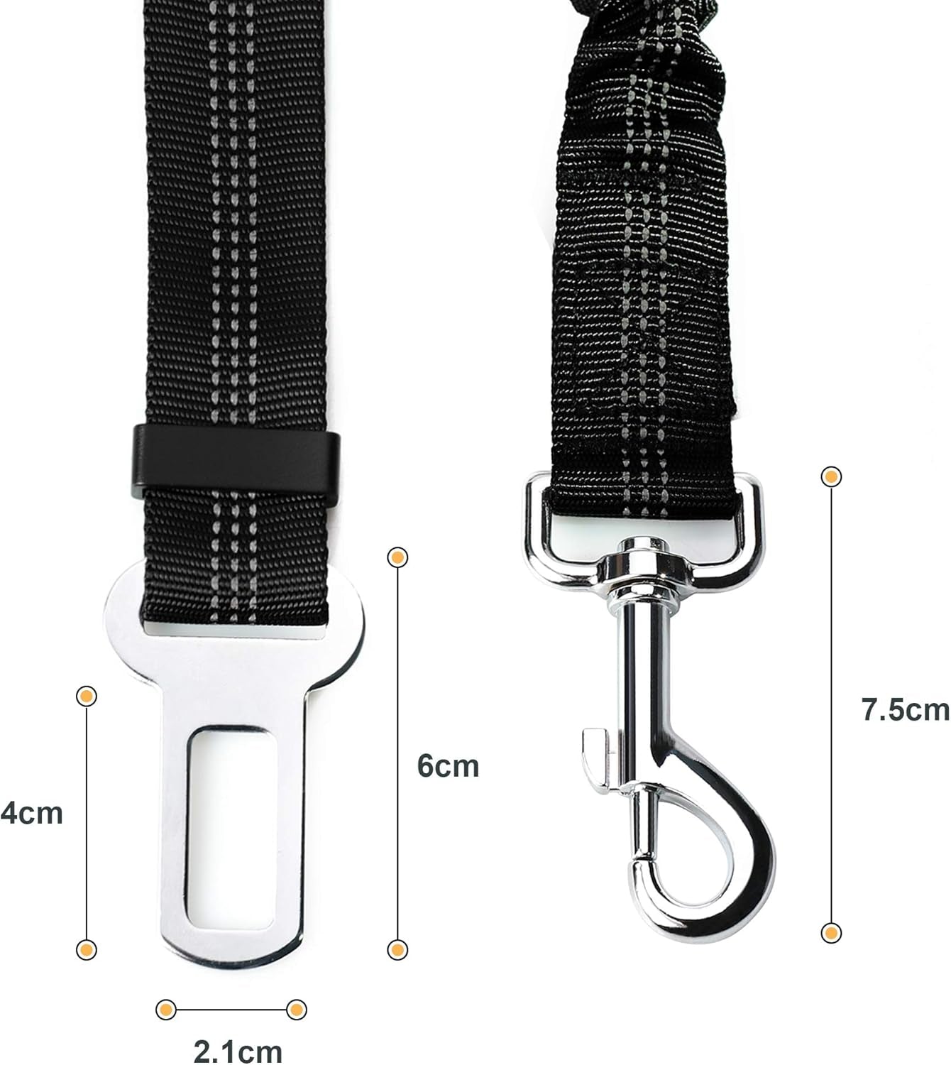 Perro Cinturón De Seguridad, Elástico Ruck Dämp Fung Y Fuerte Mosquetón, Ajustable Perros Correa Alta Seguridad Para Todas Las Razas Perros Y Gatos, Negro