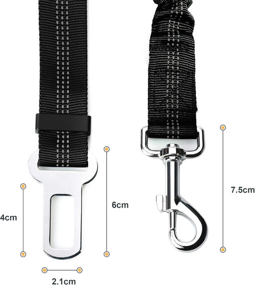 Perro Cinturón De Seguridad, Elástico Ruck Dämp Fung Y Fuerte Mosquetón, Ajustable Perros Correa Alta Seguridad Para Todas Las Razas Perros Y Gatos, Negro