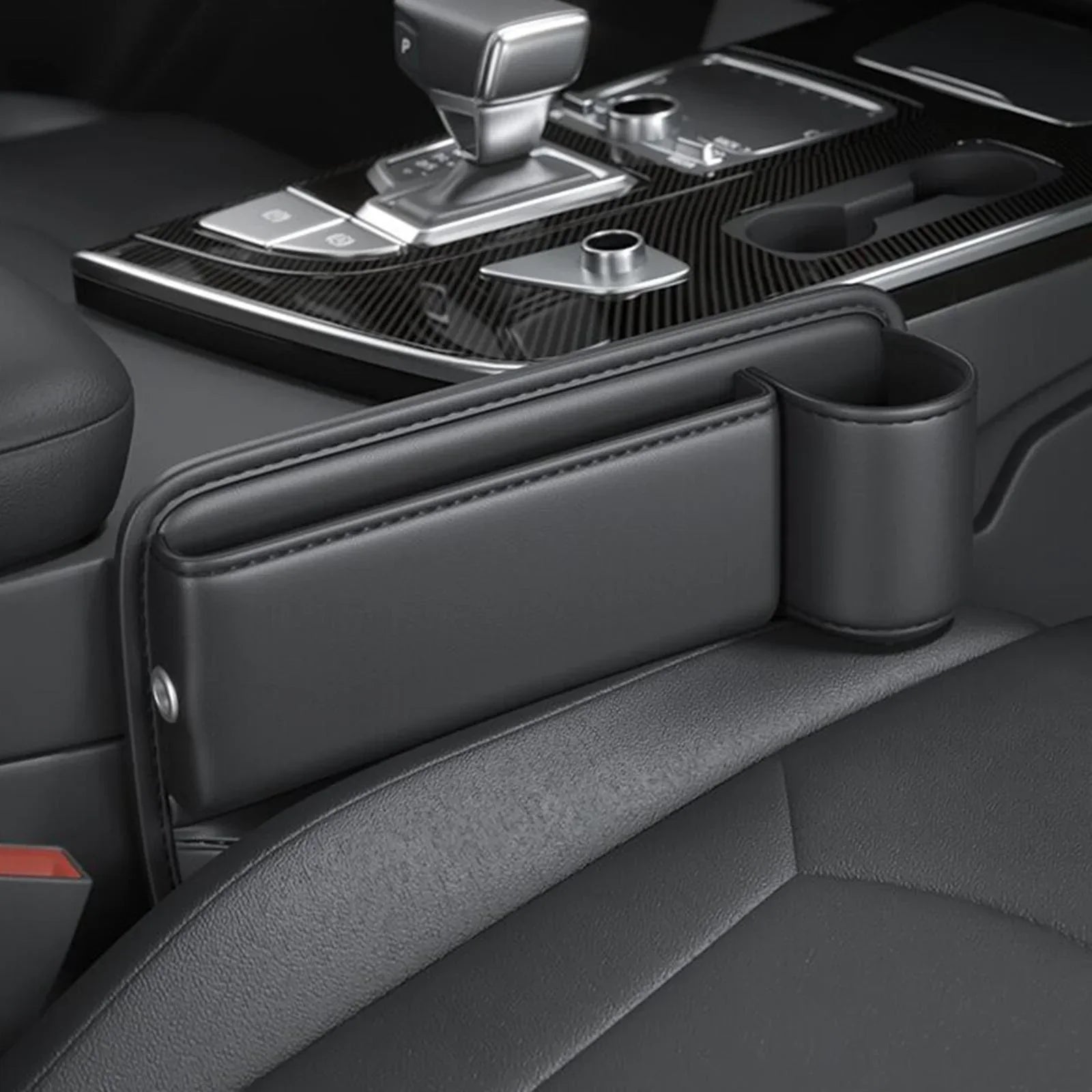 Organizador de asiento con posavasos