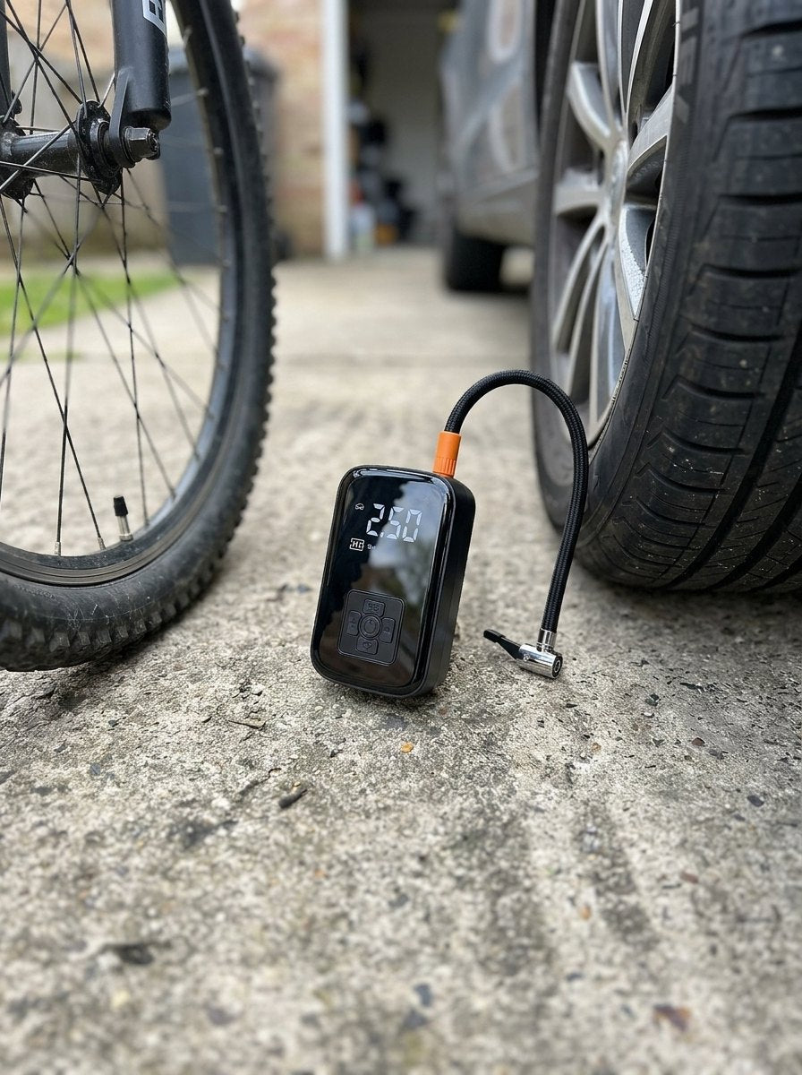Inflador para ruedas de coche y bicicleta