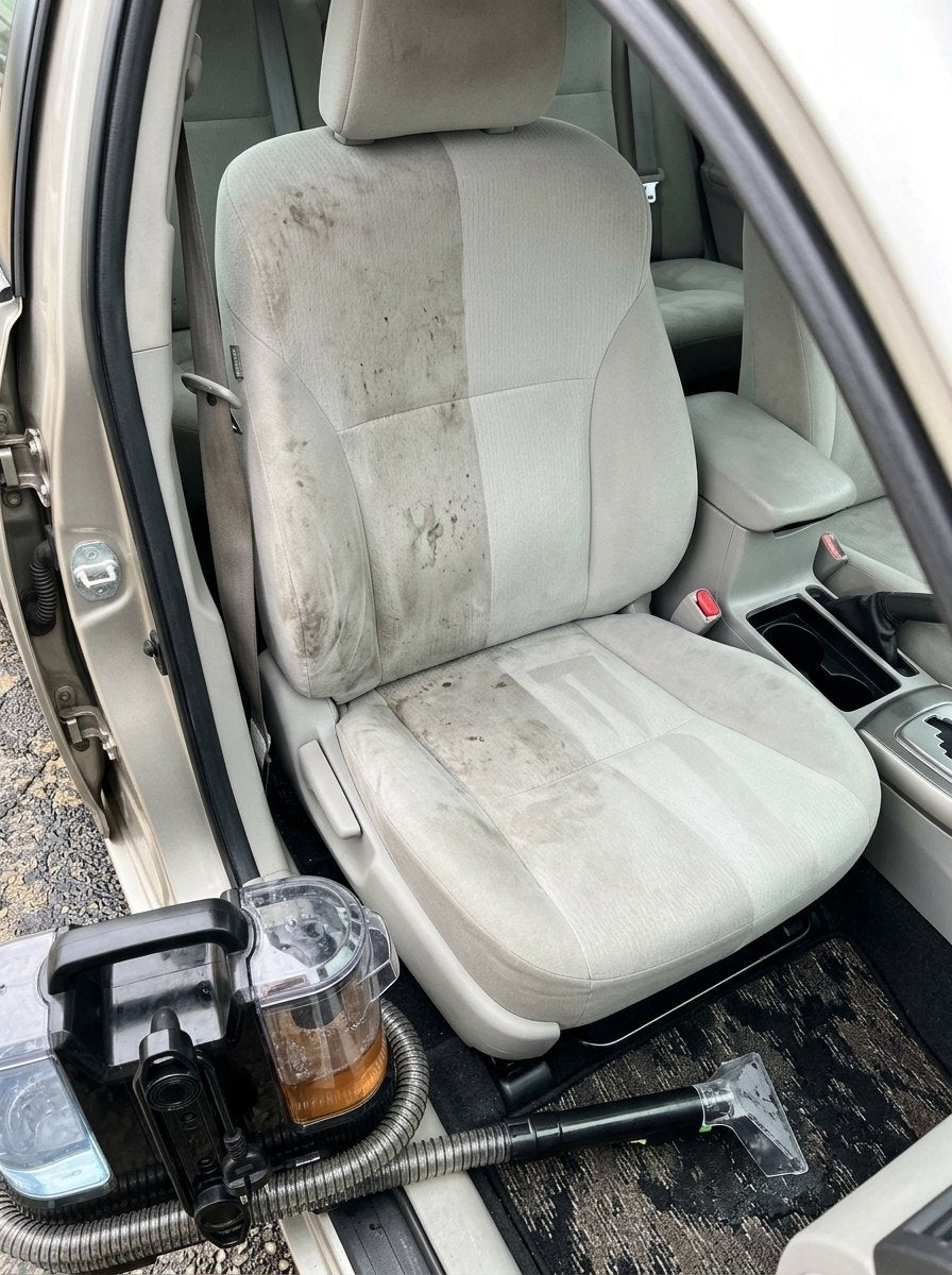 Asiento de tela limpio con el limpiatapicerías