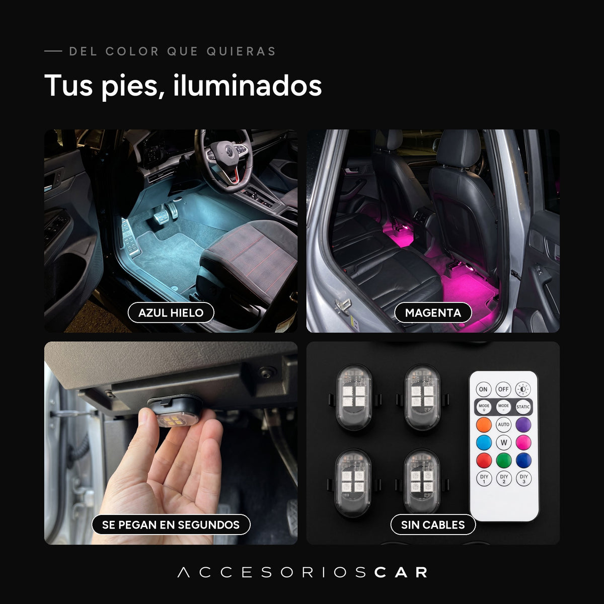 Colores e instalación de las luces de pies inalámbricas