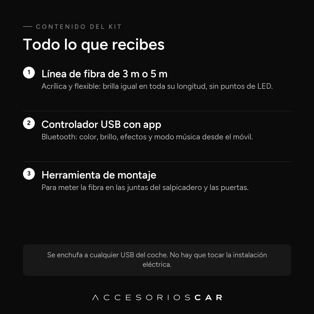 Qué incluye el kit de luz de ambiente USB