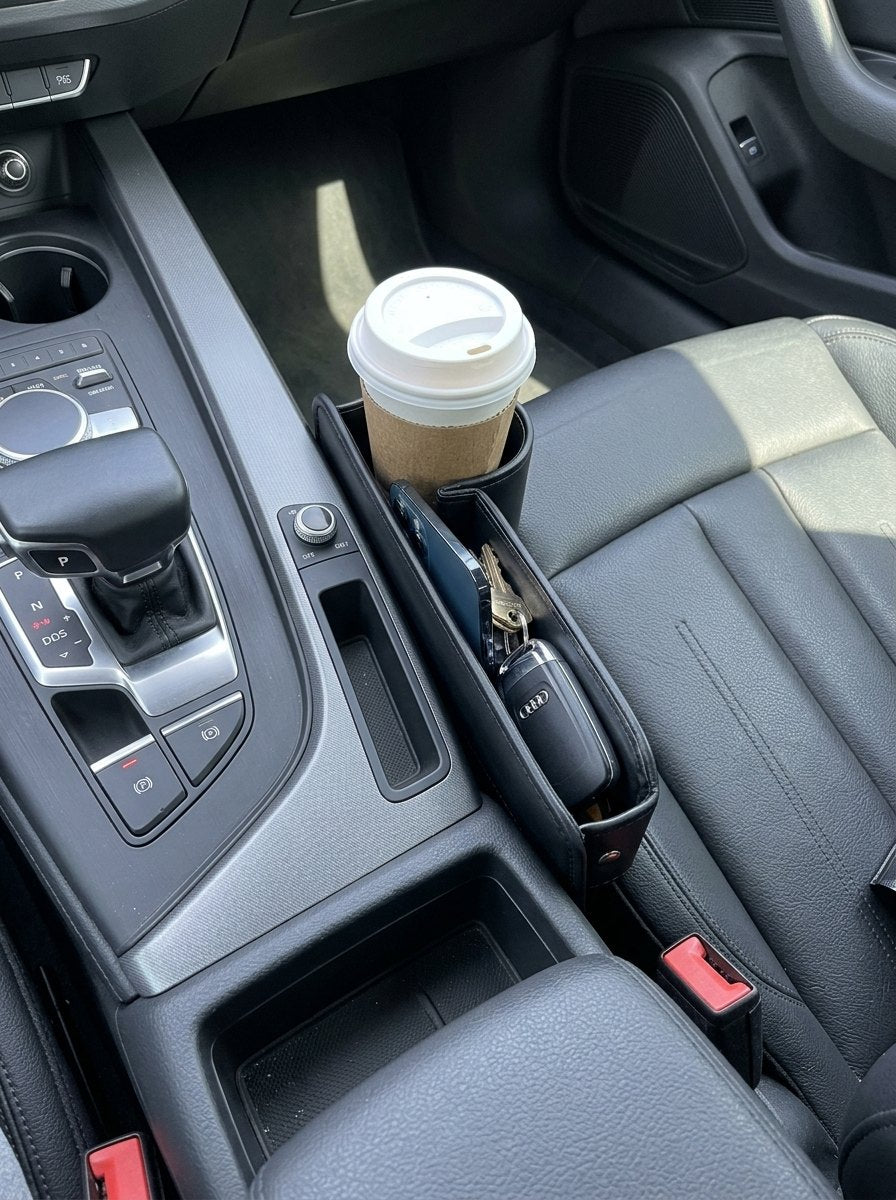 Organizador entre el asiento y la consola de un Audi A4