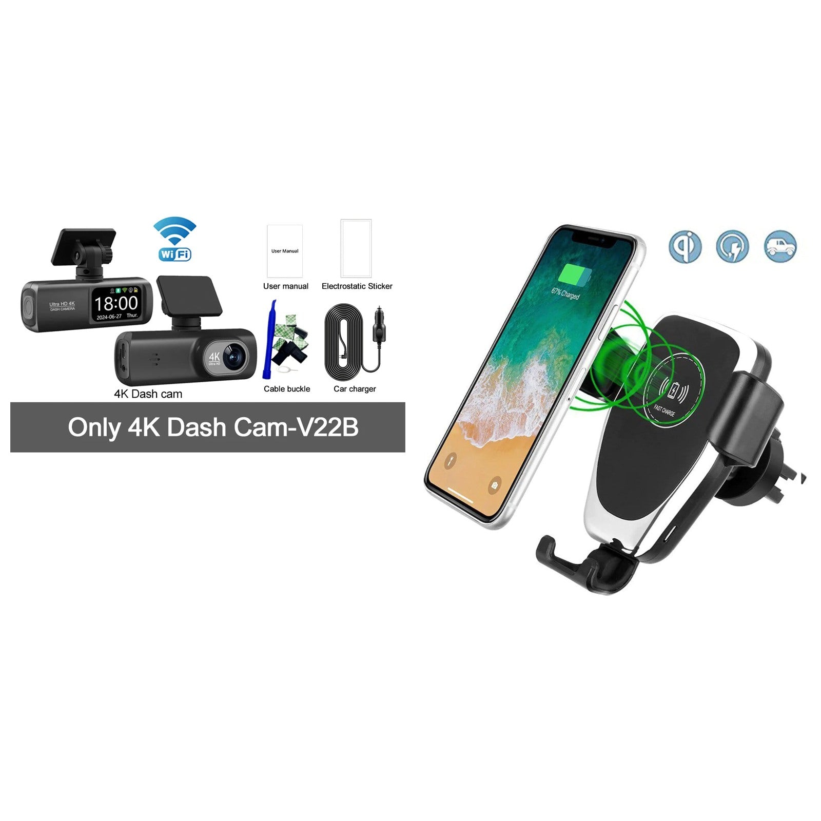 PACK Conduccion Inteligente: dashcam 4K y cargador inalambrico de coche