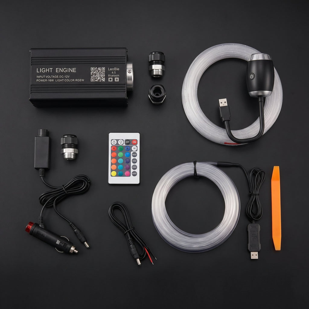 Pack Coche de Noche Total: cielo estrellado, luz de ambiente USB y proyector galaxia