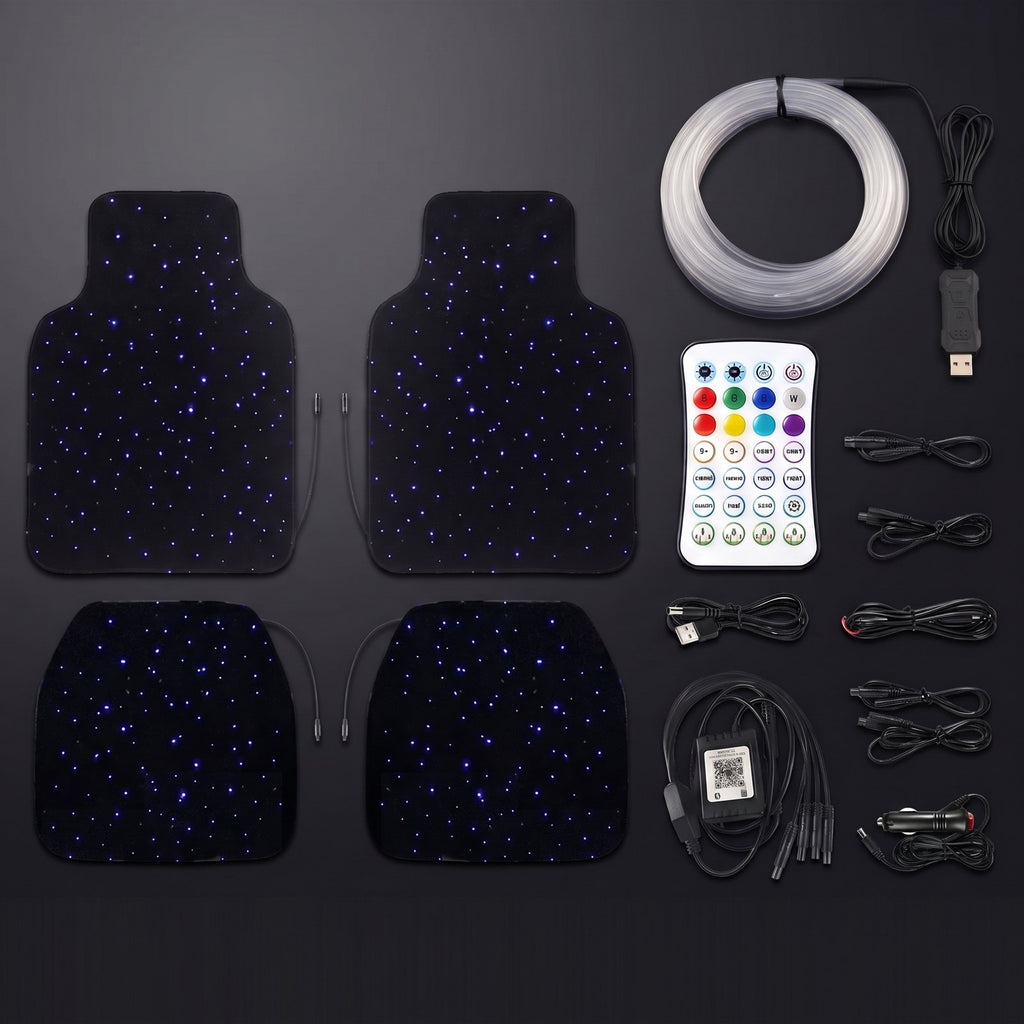 Pack Suelo y Ambiente: alfombrillas de cielo estrellado y luz de ambiente USB