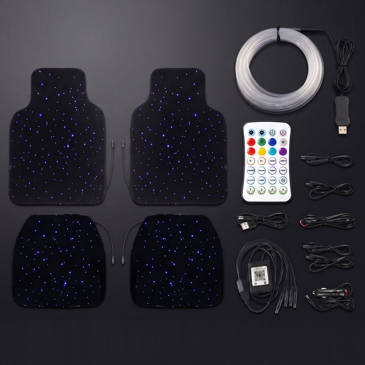 Pack Suelo y Ambiente: alfombrillas de cielo estrellado y luz de ambiente USB