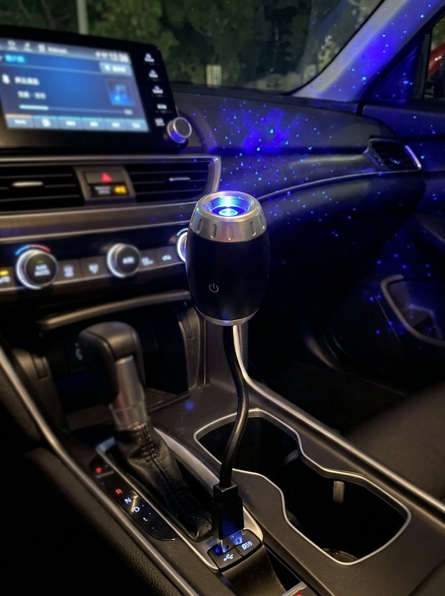 Proyector galaxia enchufado al USB de la consola