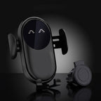 Cargador inalámbrico de coche 15 W negro con sensor infrarrojo y clip de rejilla