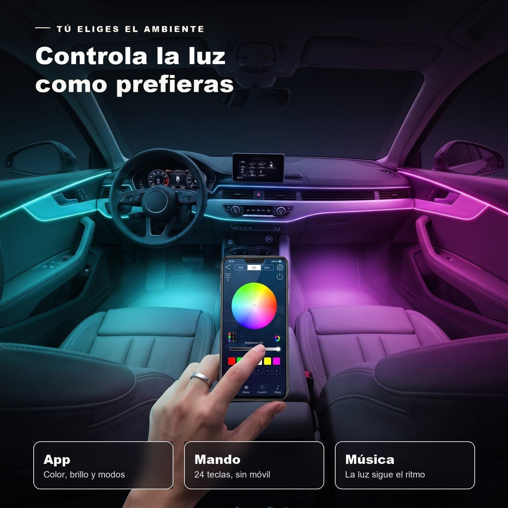 Control de las luces de ambiente desde la app, con el mando o con la música
