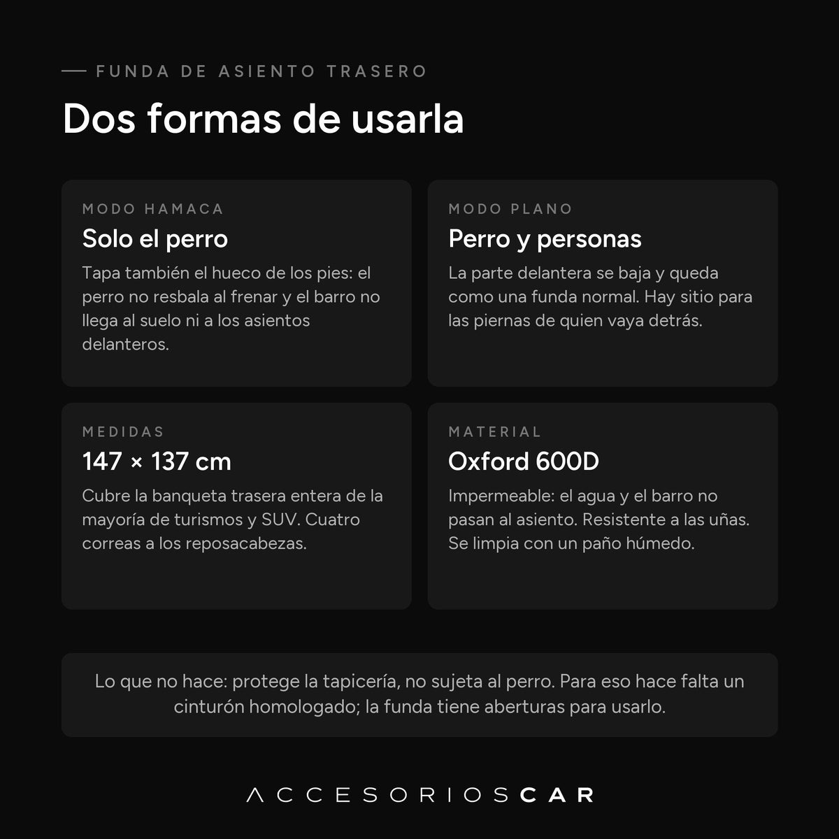 Modo hamaca y modo plano de la funda de asiento para perros