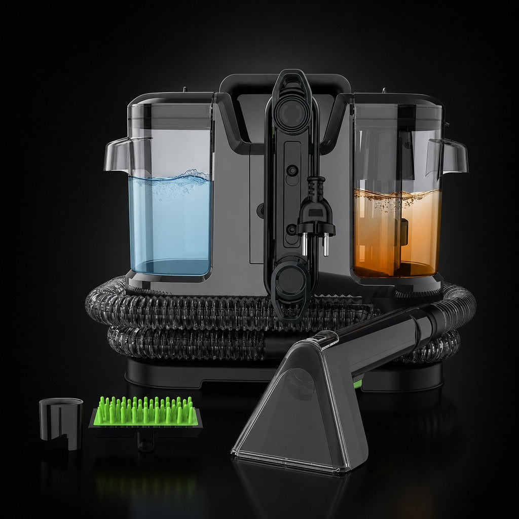 Limpiatapicerías de inyección y extracción 450 W con sus dos depósitos, manguera y accesorios