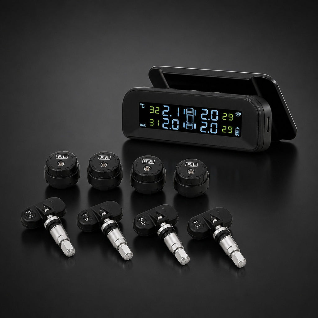 Sensor de presión de neumáticos TPMS solar con pantalla y 8 sensores