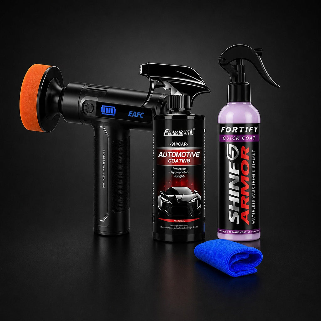 Pack Brillo Total: pulidora inalámbrica, sellador cerámico 9H y SHINE Fortify