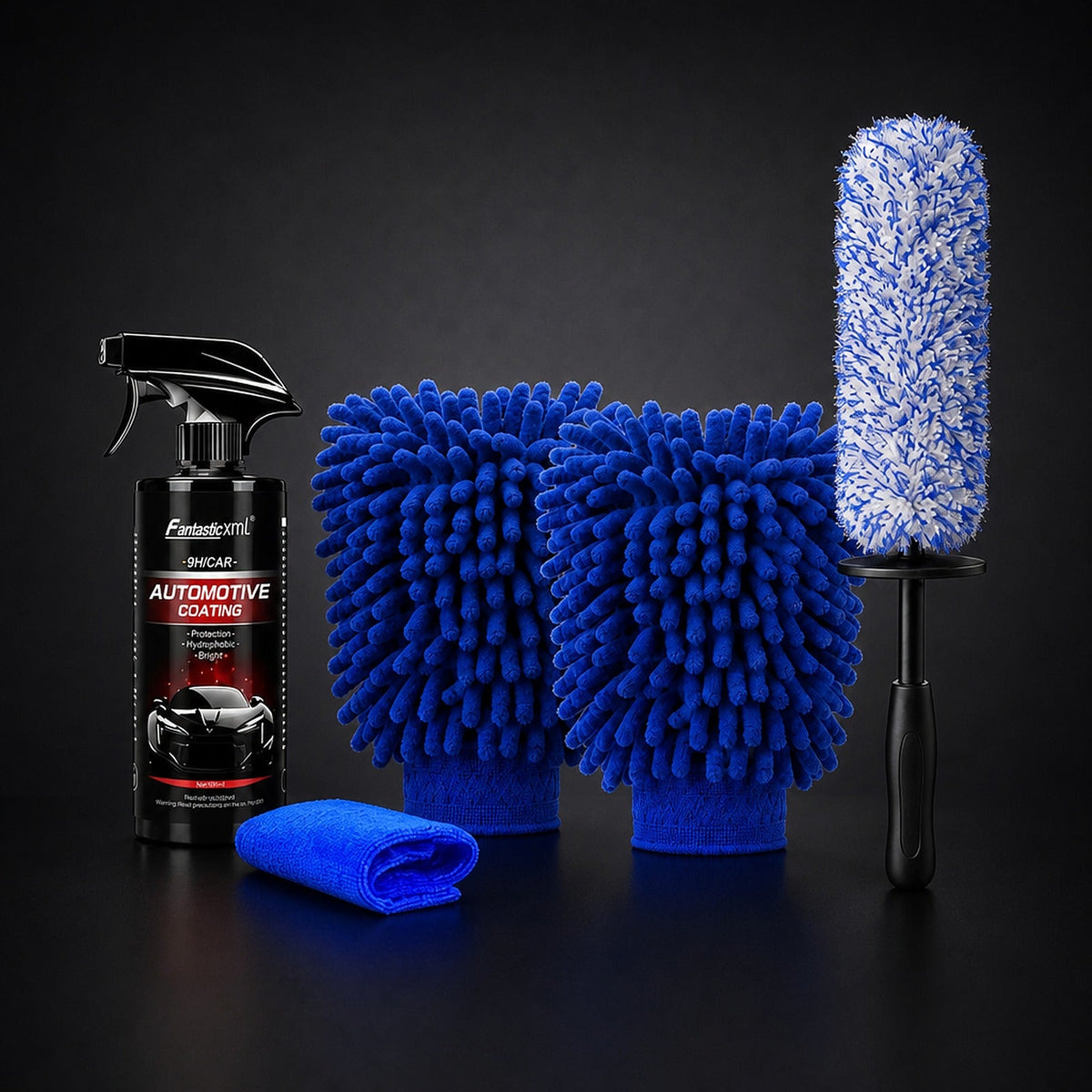 Pack Detailing Completo: sellador cerámico 9H, 2 manoplas y cepillo limpiallantas